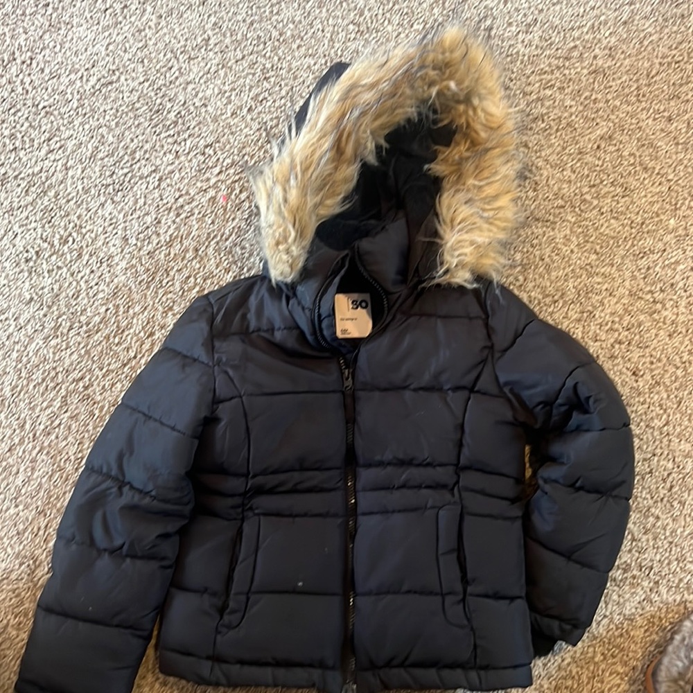 Little girls black winter coat. Size 6/6x